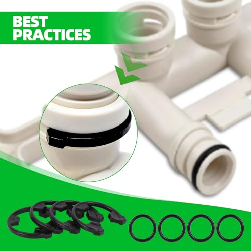 Water Softener Seal Kit, 4 Snap Clips (7337563 WS60X10004 1205500 7116713 1205500 7116713) 4 O-Rings (7337571 7170288 900535 STD302213 WSO3X10025) Parts for Kinetic Wares GE Morton