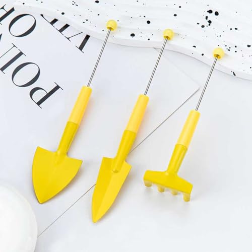 24 Packs Beadable Mini Gardening Tools, Portable Metal Blank Bar Garden Hand Tools Set for DIY, Miniature Gardening Rake Trowel Shovel Herbs Planting (8 Colors) 8 Colors
