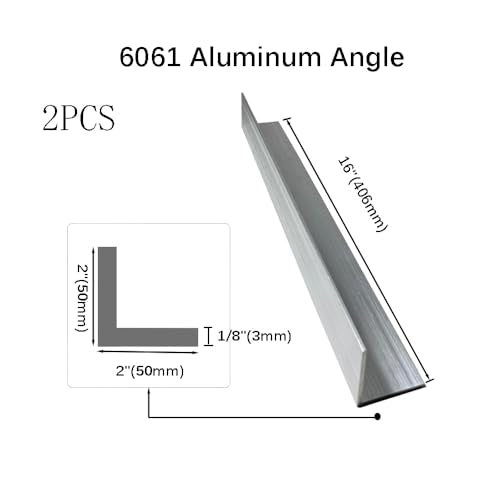 16 Inch Aluminum Angle Stock,2 x 2 x 1/8 inch Angle Aluminum 6061,T6 Mill Stock 1/8 inch Thick 2PCS 2" x 2"x 1/8" 16"-2 PCS