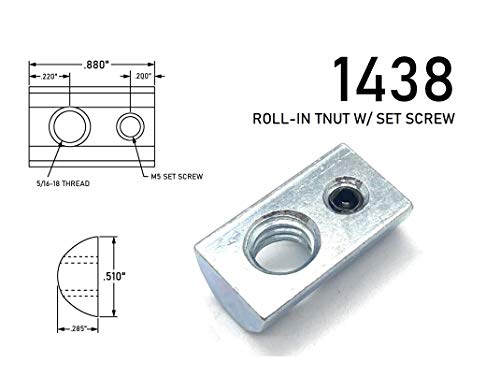 5/16-18 Roll-in T-Nut with Set Screw (24 pcs.) Compatible with 8020 3788, 15 Series Extrusion, 40 Series Extrusion, 1515, 1530, 4040, 4080
