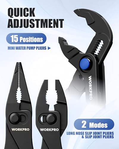 WORKPRO 3-Piece Mini Pliers Set with Pouch, Pocket Pliers, EDC Tool Gift Black 3-Pieces Pliers Set