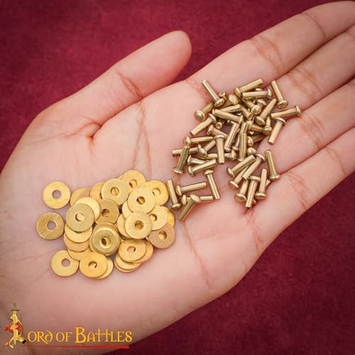 Lord of Battles Mushroom Head Rivets - Heavy Duty Solid Rivets Perfect for Wood, Metal, Leather & DIY Projects, Plate Armour or Helmets Repair (Mushroom Head - Set of 50, 8mm W/2.3mm Thickness)