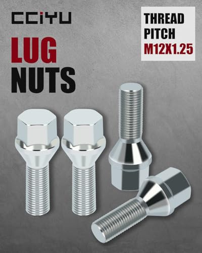 cciyu M12x1.25 Lug Nuts 20Pcs Wheel Lug Bolts 12x1.25 Shank 28mm Hex 17mm Chrome Lug Nuts Set fit for Jeep for Cherokee for Renegade for Compass for Dodge for Dart for Chrysler 200 for Fiat 500X