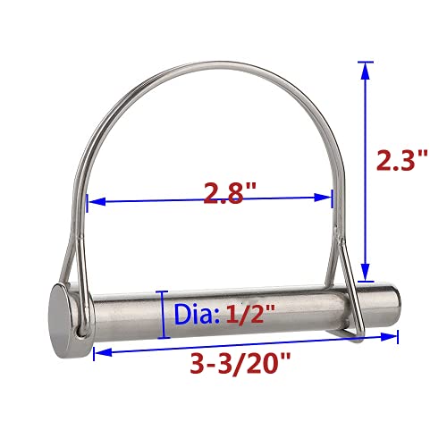 4Pack Super Big Safety Coupler Pin 1/2”x 3-3/20”(12mm x 80mm) Spring Steel Shaft Locking Pin Safety Coupler Pin Heavy Duty Shaft Locking Pin Sliver (4Pack) 4Pack