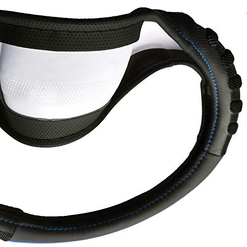 Flying Banner car Steering Wheel Cover Faux Leather Massage Universal fit 3D Honeycomb Hole Anti-Slip Sporty 15 Inches (Blue Black) Blue black