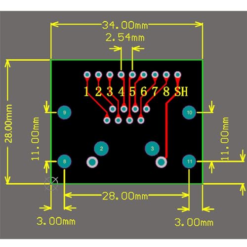 5Pcs Horizontal RJ45 8Pin PCB Board Network Port Test Module Horizontal Socket