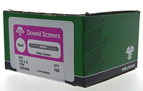 Hillman Zinc-Plated Carbon Steel Double-End Dowel Screws 1/4 x 2-Inch