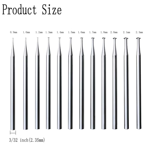 12 Pcs 3/32'' Shank Lapidary Tool 45º Hart Burr (009-023)