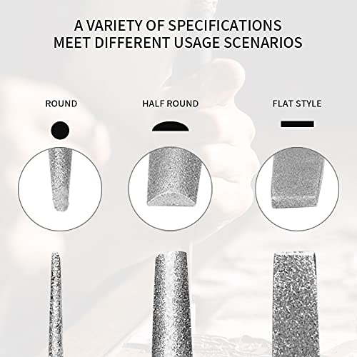 SI FANG 3Pcs 8 Inch Diamond Files Set, Half Round/Flat/Round Style Assorted Coated Large Diamond Hand File Sharpening Tools, for Grinding Metal Ceramic Glass Stone Jewelry Jade Steel