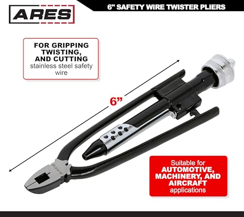ARES 10011 6-In Safety Wire Twister Pliers - Grips, Twists & Cuts Wire 6-Inch Safety Wire Twisting Pliers