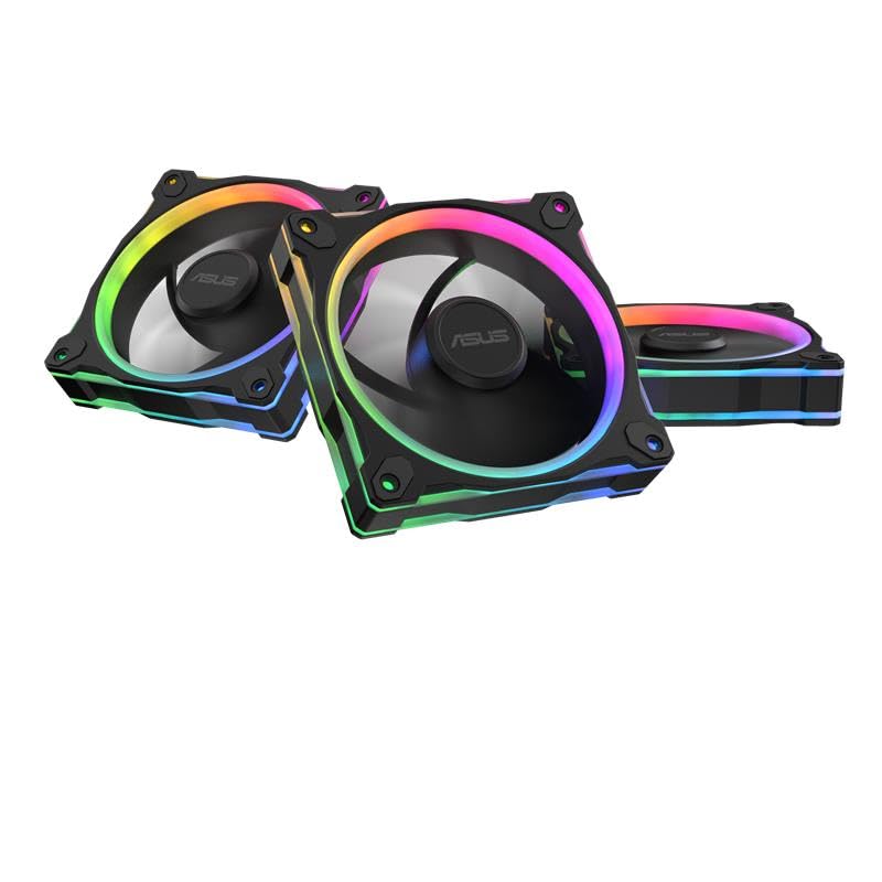 ASUS Prime MR120 ARGB Fan Black Triple Pack, 28mm Extra-Thick Frame, Quiet, high-Performance Cooling with PWM, 20 ARGB LEDs with Dual-Sided Frame Lighting, Aura Sync, 2 Year Warranty 3 Pack MR120 ARGB|Black