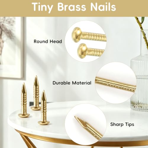 100PCS Small Tiny Brass Nails 0.1"×0.98" Round Head Tacks Wood Decorative 2.8×25mm 100pcs