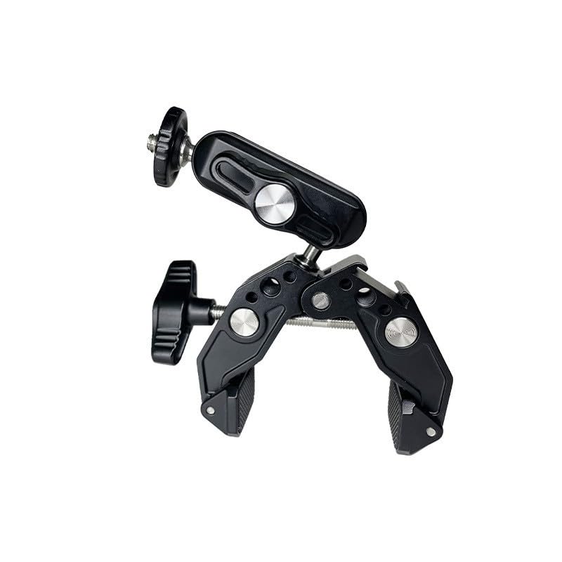 Super Clamp with 3” 360°Dual Ballhead Magic Arm, Cold Shoe, 1/4” Threads Mount Adapter for Phone, Action Camera, Desk Tripod, Tube, Gimbal, Compatible with SmallRig, GoPro, DJI Model ST83,13–65mm