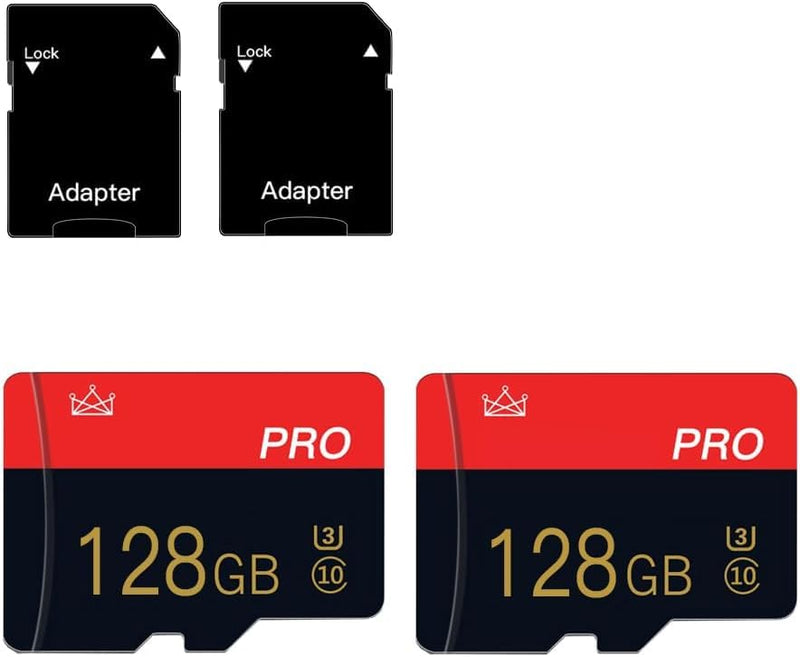 2 Pack 128GB Micro sd Card Class 10 Memory Card with Adapter High Speed TFCard for Tablet, Drone 128GB-2PACK