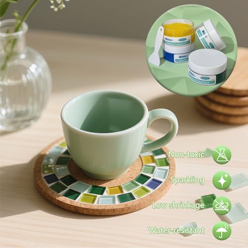 Mosaic Crystal Grout for DIY Tiles & Crafts – Pre-Mixed Grout for Glass & Crystal Tiles, No Water Needed, Fast-Drying, Non-Toxic, Perfect for Handmade Coasters & Decorative Projects (Yellow, 5oz) yellow