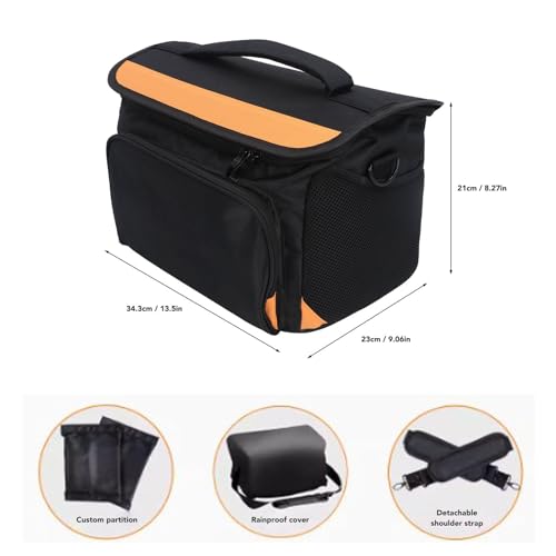 Fiber Fusion Splicer Tool Bag, Nylon Fiber Optic Tool Empty Kit Bag, Compatible with Most of Fusion Splicer, Fiber Cleaver Kit Bag with Rain Cover and Rope, (Black)