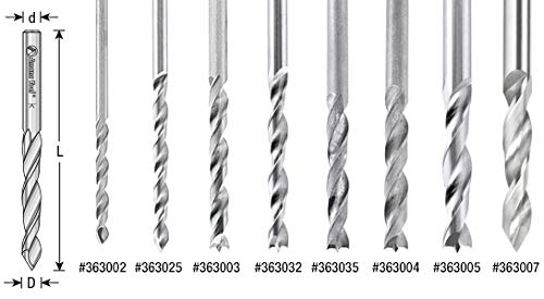 Amana Tool - 363007 Solid Carbide Drill Bit R/H 5mm Dia x 55mm Long x 5mm Shank 363007 - 5mm Dia x 55mm Long x 5mm Shank