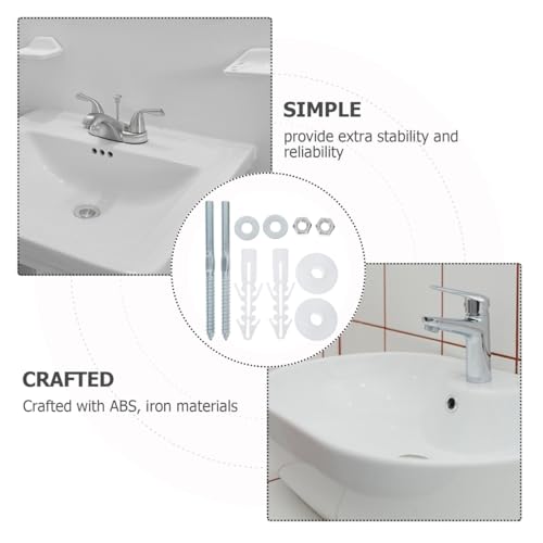 1set Heavy-Duty Basin Mounting Kit Secure Wall-Mount Sink Fixings Screws Bolts and Washers Installation of Bathroom Fixtures (Pack of 2) 11.00X0.80X0.80CM (Pack of 2)