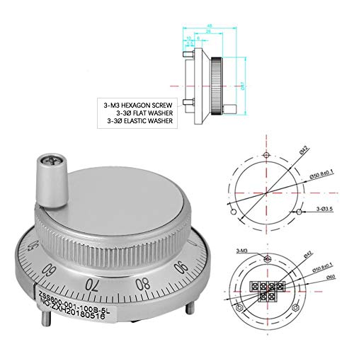 6 Terminal CNC Pulse Encoder, Electronic Pulse Generator Hand Wheel Manual Encoder, 5V 60MM(White)