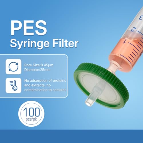 Syringe Filters Hydrophilic PES 25 mm 0.45 um Non Sterile 100/pk 25mm 0.45um