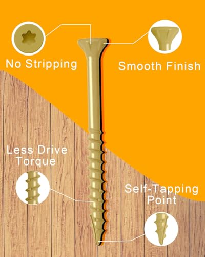 IMSCREWS #10 x 5 Inch Deck Screws Exterior Wood Screws Tan Coated Carbon Steel Star Drive T25 Coarse Thread Partial Thread with Type 17 Point 125 Pack #10 x 5"