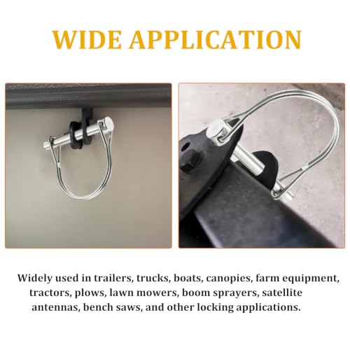 Pack of 4 Trailer Coupler Pin, Wire Lock Pin, 316 Stainless Steel Hardware Pin 1/4" (6.3 mm) Diameter, 2-3/4" (70 mm) Length, Heavy Duty Safety Coupler Pin 1/4" x 2-3/4 "