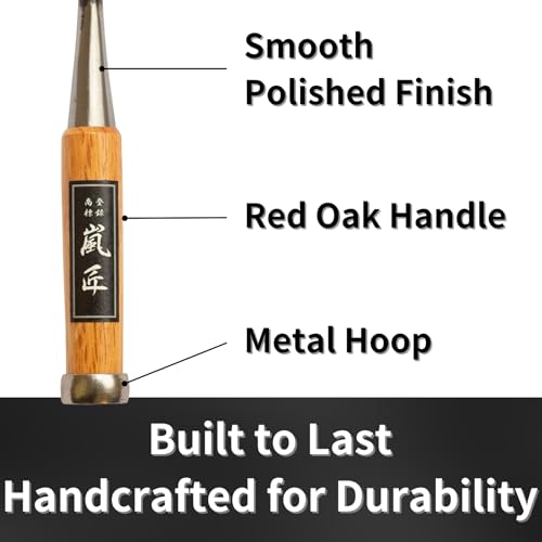 Japanese Chisel 12mm 1/2" Mortise Chisel Oire Nomi, Professional Wood Chisel for Woodworking, Japanese Red Oak Handle, Made in JAPAN