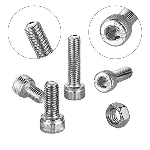 220Pcs #6-32 UNC Stainless Steel Hex Socket Head Cap Screws Nuts Assortment Kit- #6-32x 3/16" 1/4" 5/16" 3/8" 1/2" 5/8" 3/4" 7/8" 1"