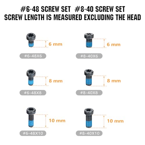 ohhunt Screw Set 30 Pcs for Mount and Plates Include #6-48 Screw and #8-40 Screw in 6mm/8mm/10mm Length 5 in Each Set T15 Torx (Standard Cap Head)
