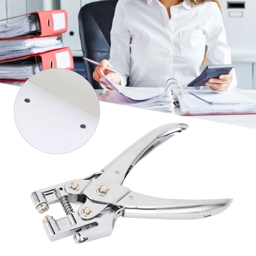 30 Sheets Capacity 5mm Single Hole Puncher with Cr Plated Head for A4 Paper Non Slip Grip Easy Punch Lever Design Depth Adjuster Metal Handheld Punching Tool for Home Office