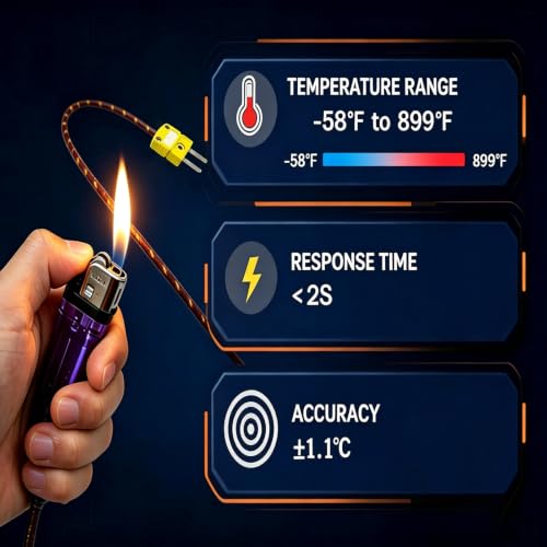 3 Pack K Type Thermocouple Probes 40in Fiberglass Wire Temp -58°F to 899°F