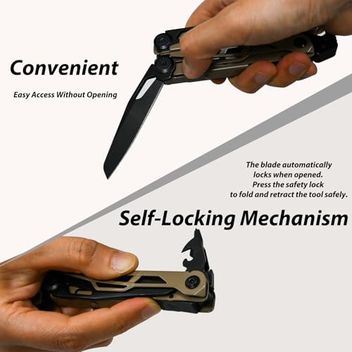 23-in-1 Multitool Pliers - Multi tool Pocket Knife with Screwdriver, Fire Starter, Saw, Whistle, Wire Stripper, Survival Gear for Hunting and Camping with Nylon Sheath (Brown) 23-in-1 Brown
