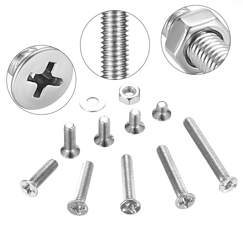 1110 Pcs M3 Screws and Nuts Set, Countersunk Bolts and Nuts Assortment, Phillips Flat Head Machine Screws with Washers Set(M3 Screw Kit, Silver)
