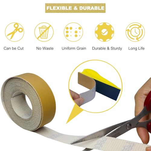 5 Grits 1'' x 20' Sandpaper Emery Cloth Roll - 150 240 320 400 600 Grit, Advanced Aluminum Oxide Abrasive Hand Sanding Paper Roll with Dispenser for DIY Crafts Wood Furniture Metal Automotive