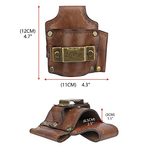 TOURBON Leather Tool Holster Hammer Tape Measure Pencil Holder for Belt