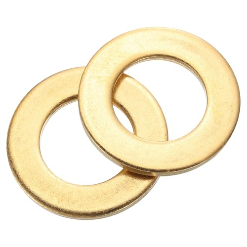 uxcell 10Pcs M20 Flat Washer, Brass 21mm ID x 37mm OD x 3mm Thick for Bolt Screw, Factories Repair, Kitchens, Shops, and Outdoor Construction, Yellow