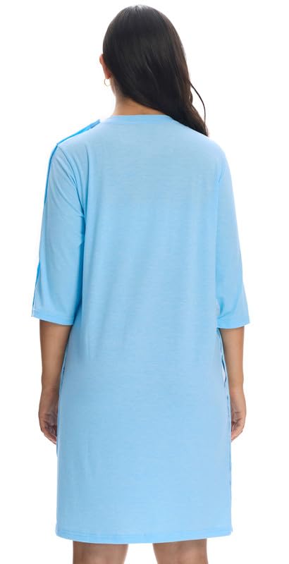 Women's Magnetic Post Shoulder Surgery Dress Rotator Surgery Recovery Must Haves Hospital Gown Adaptive Clothing with Pockets Large Sky Blue