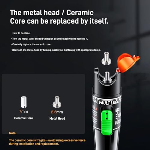Visual Fault Locator,Fiber Optic Cable Tester Meter, Cable Test Equipment Suitable with 2.5 mm Universal Connector FC Male to LC Female Adapter for CATV Telecommunications