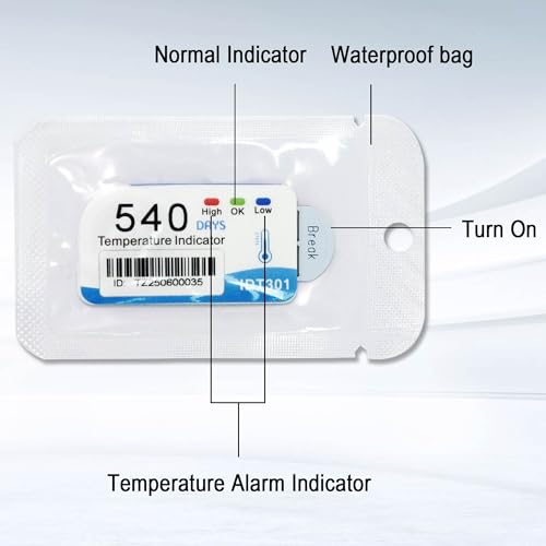 Tzone Single Use Temperature Indicator with LED Alarm Temp Strip 1 Pack
