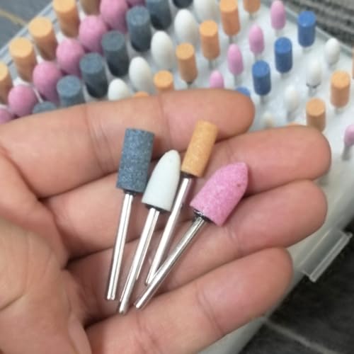 100 Pcs 1/8'' Shank Aluminum Oxide Rotary Grinding Stone Sets