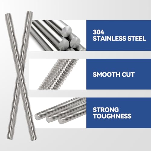 24 Pcs 304 Stainless Steel M12 Threaded Rod, 3.5"(90mm) M12x90mm 24