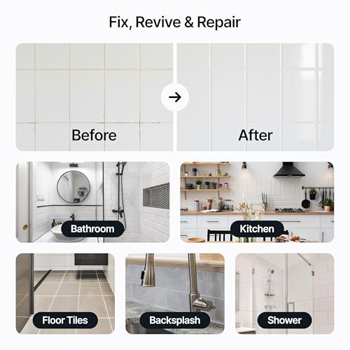 Hemway Brown Grout Reviver 400g with 4 Piece Profiling Tool Kit 400g / 250ml