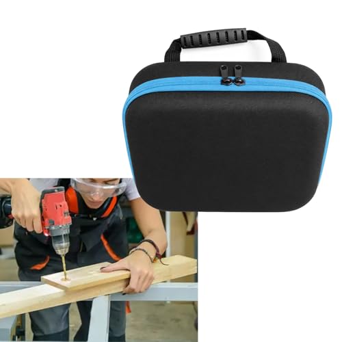 Hard EVA Tool Case Portable Tool Carrying Storage Bag for Cordless Drill Electric Scissors Light Blue Strip