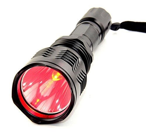 BESTSUN Brightest Waterproof Red Light Flashlight 1000 Lumens 350 Yard Long Range Red Hunting Light Coyote Hog Night Vision Red LED Flashlight Light Lamp Torch with Rechargeable Battery Charger 802-RD
