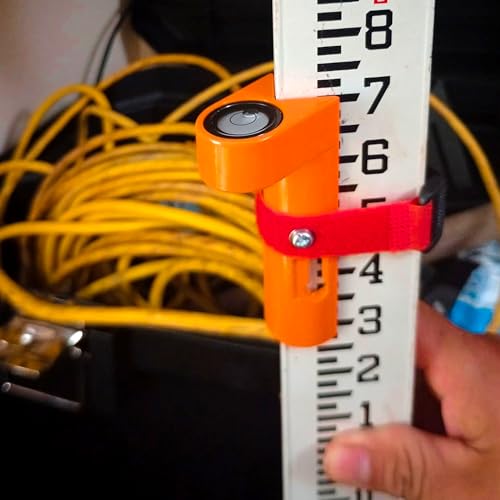  [AUSTRALIA] - Adjustable Grade Rod Level - Bubble Level for Aluminum Alloy Handheld Fixed Right Angle Strap with Tie Large 10-min Vial - Orange Portable Measuring Instrument Special Horizontal For Tower Ruler (1)
