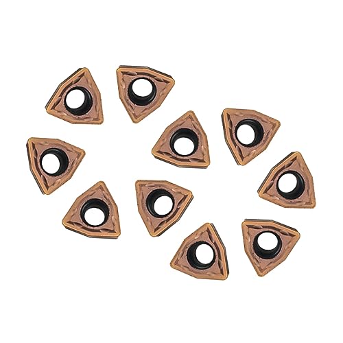 Carbide Turning Inserts WCMT050304 WCMT2.52 TiN Coated Carbide Inserts for Lathe Turning Tool CNC Lathe Turning Tool Holder Indexable Inserts for Steel Metal Machining, 10 Pieces