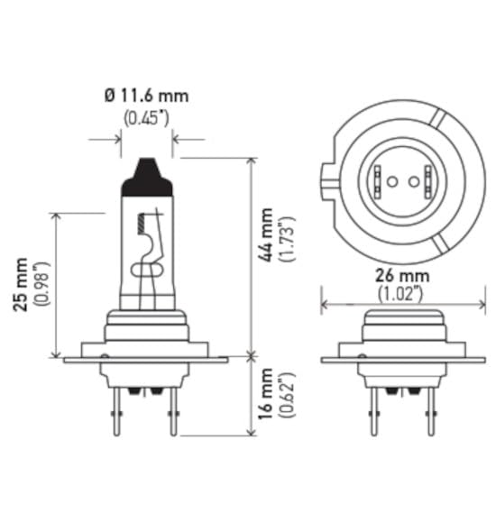HELLA H7 Standard Halogen Bulb, 12 V, 55W Standard - 55W Single Box