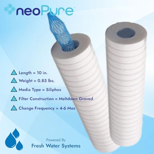 NeoPure NP420 5 Micron Sediment & Scale Filter Cartridge – 2.5" x 9-7/8" DOE – Rust & Dirt Reduction – Siliphos Scale Inhibitor – Fits Standard 10" Housings (2-1/2 x 10" Sediment Filter) 10 Inch