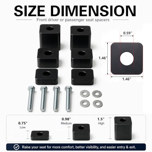 Front Seat Spacer 3/4"-2.25" for F150 2015+/F250 F350 F450 Super Duty 2017+