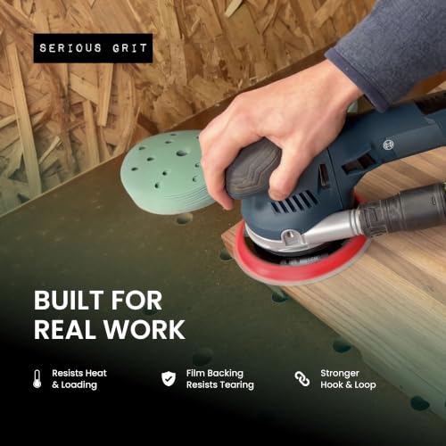 Serious Grit - 6-Inch 15-Hole Sanding Discs - P80-220 Assortment - 50 Pack Mixed Grit